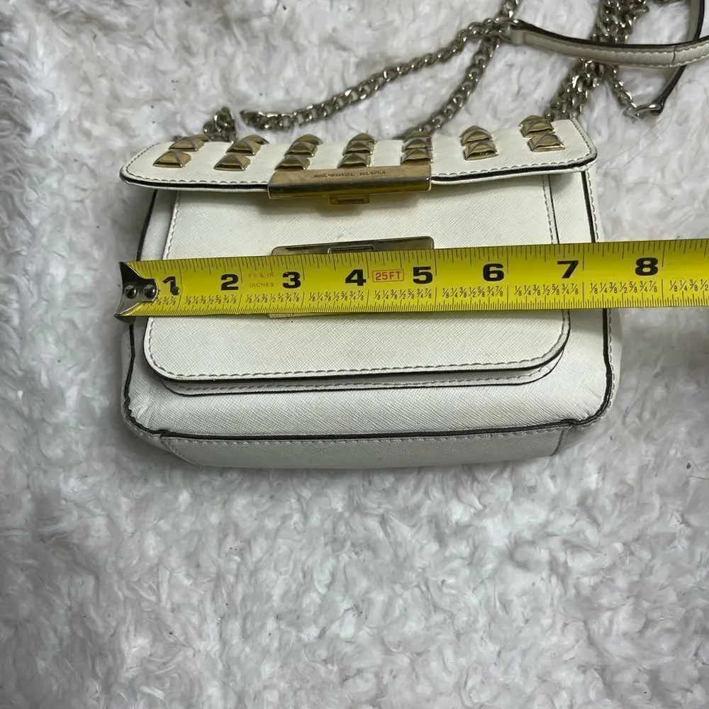 Michael Kors leather off white studded sloan shoulder bag gold tone Hard…